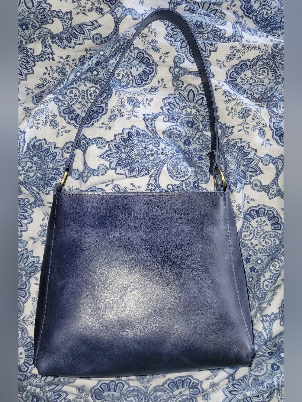 Portland Leather PLG Cowboy Blue Triangle Shoulder Bag 'AP' BNNU